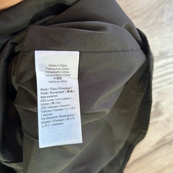 J.Crew Black Linen Button-Front Midi Dress Puff Sleeves Lined Size 4 - Picture 8 of 8